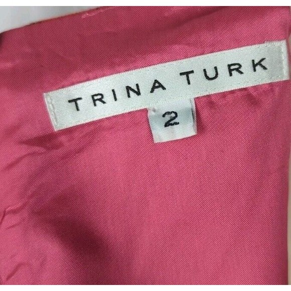 Trina Turk Pink Plaid Sheath Dress Flounce Peplum Tartan Faux Wrap Sleeveless 2 - Picture 4 of 6
